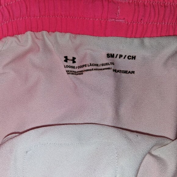 Under Armour Heatgear Women's Athletic Running Shorts Small Loose Fit Pink/Gray - Picture 2 of 3